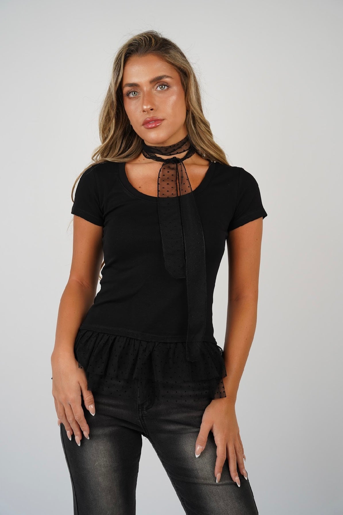 Daisy Neck Tie T Shirt
