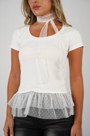 Daisy Neck Tie T Shirt