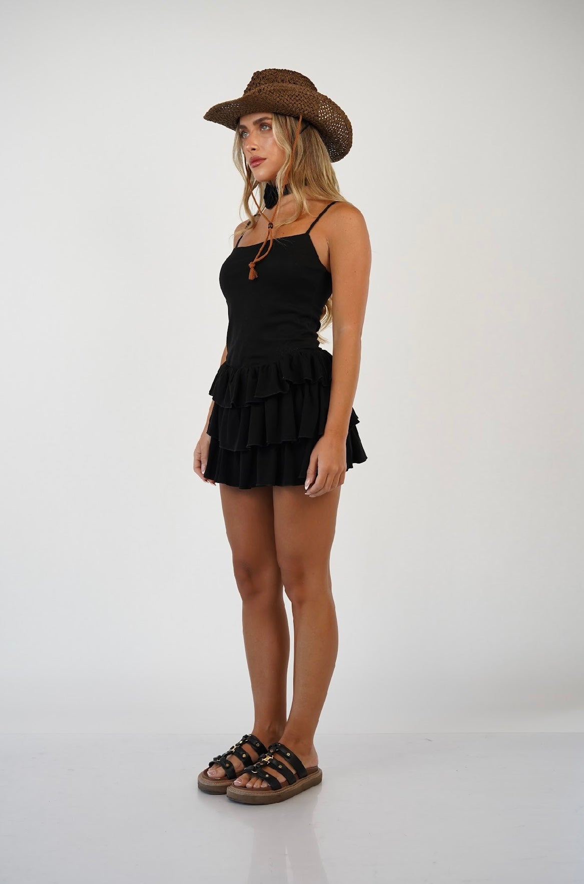 Sage Flower Neck Tie Dress