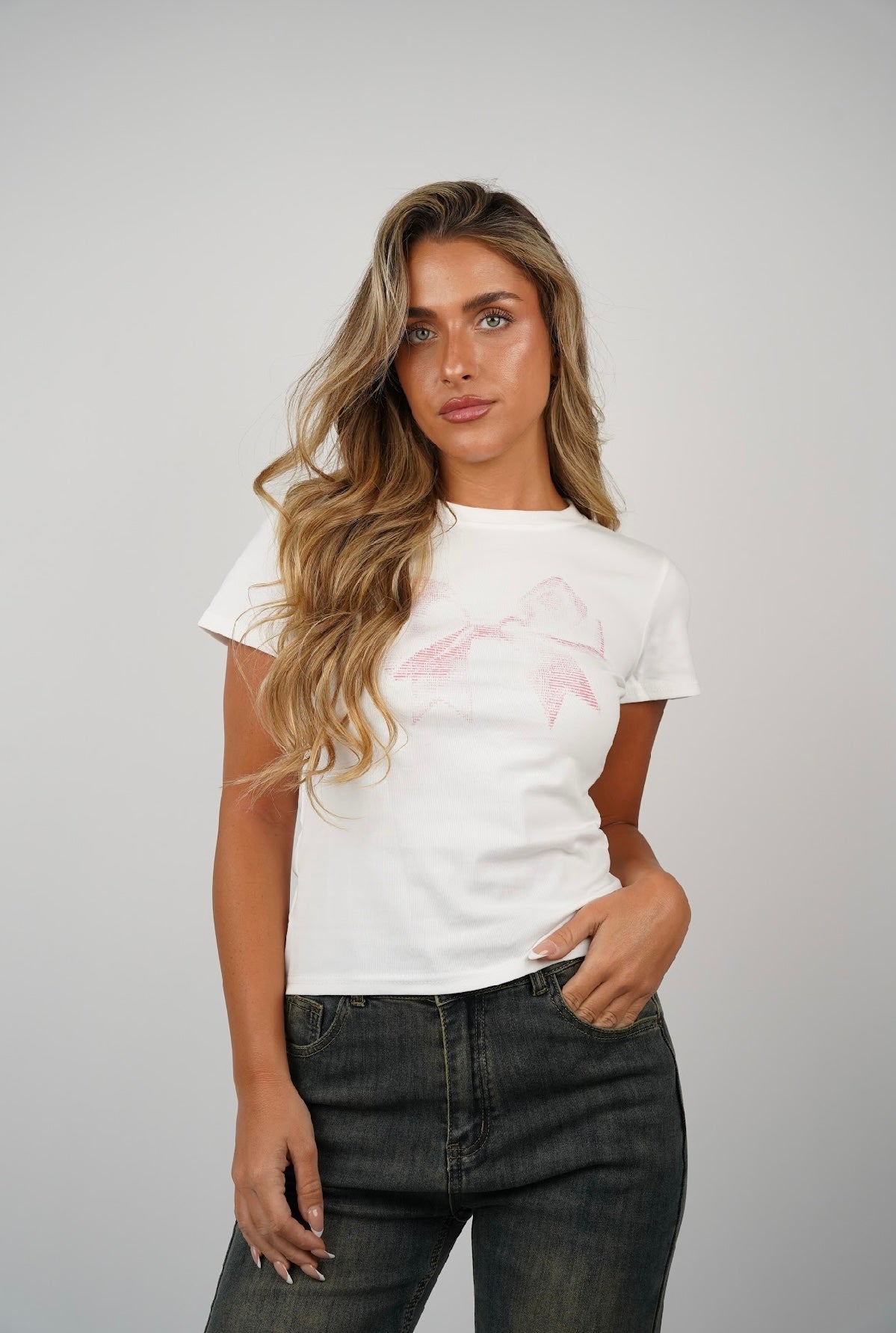 Camila Graphic Bow Tie T Shirt