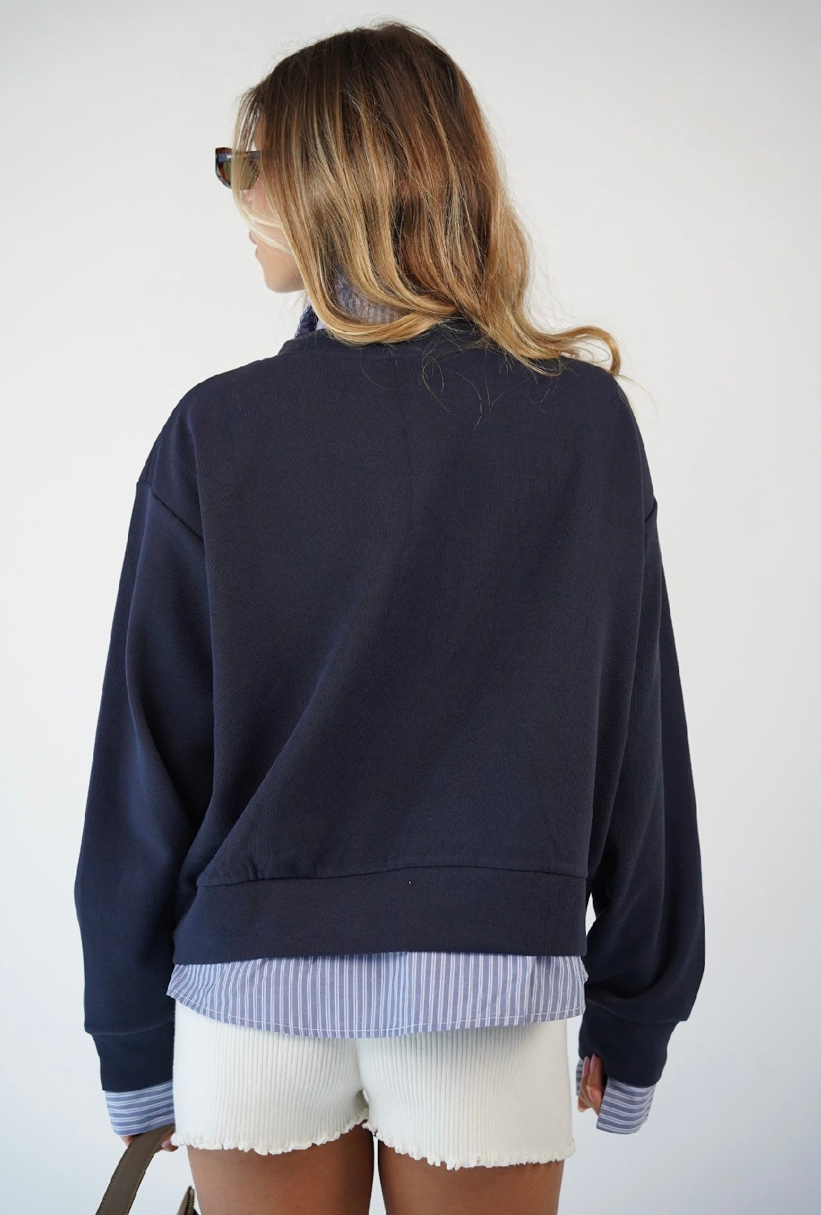 חולצת פוטר אוליביה עם צווארון פסים