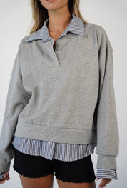 חולצת פוטר אוליביה עם צווארון פסים