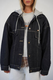 ג׳קט ג׳ינס עם כובע בד דילן