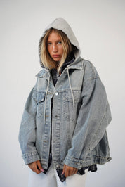 ג׳קט ג׳ינס עם כובע בד דילן