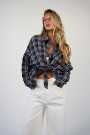 חולצה מכופתרת משבצות מור