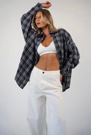 חולצה מכופתרת משבצות מור