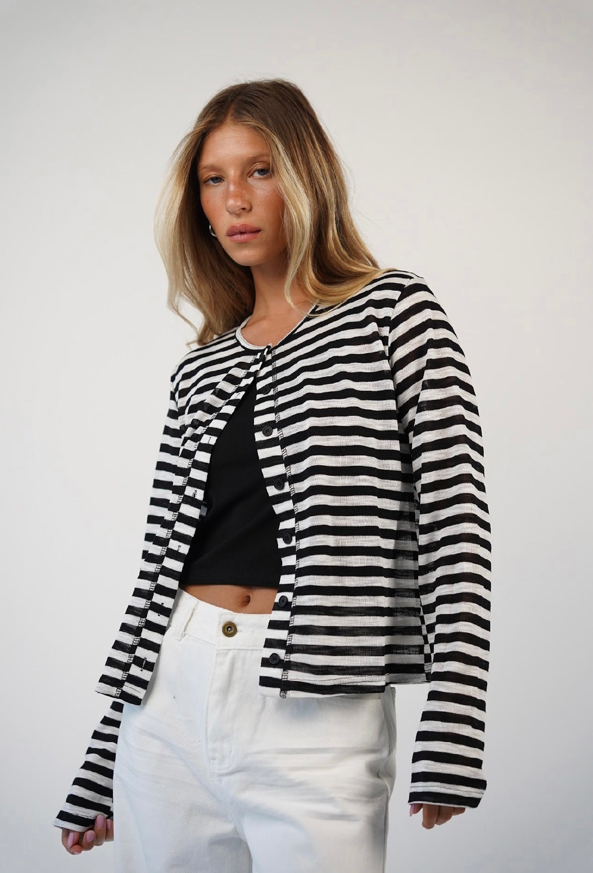 חולצת פסים עם כפתורים ולנטינה