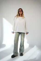 חולצה משובצת בשרוול ג׳סי