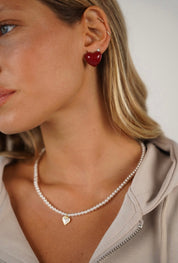 שרשרת פנינים עם לב אמור